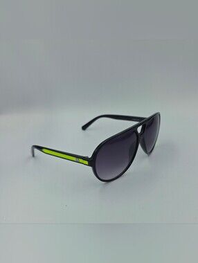 Guess Black Plastic Aviator Sunglasses with Neon Yellow Temples (60-12-140)